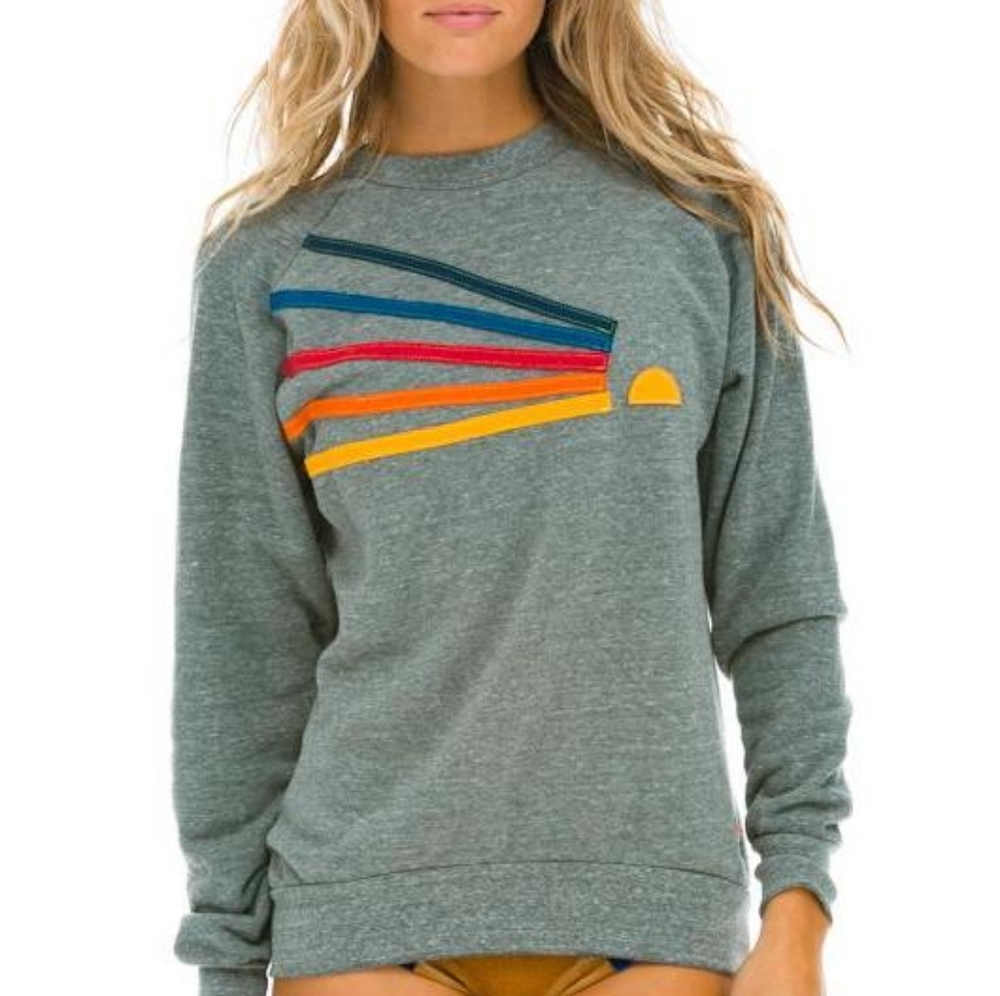 Aviator Nation Gray Sweatshirt with Vibrant Stripes